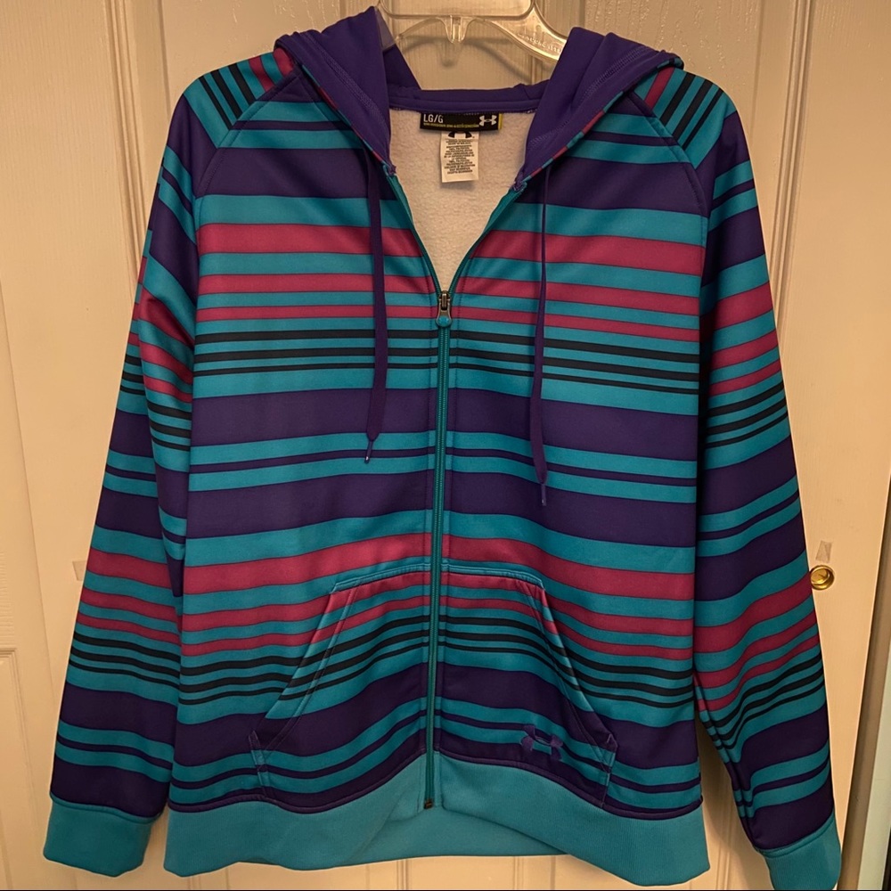 Under Armour striped zip up fleece hoodie